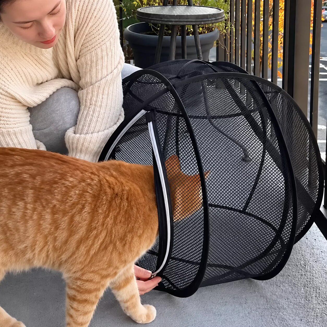 遛猫神器滚筒外出自动遛猫球可滚动便携式笼子户外网纱猫帐篷围栏