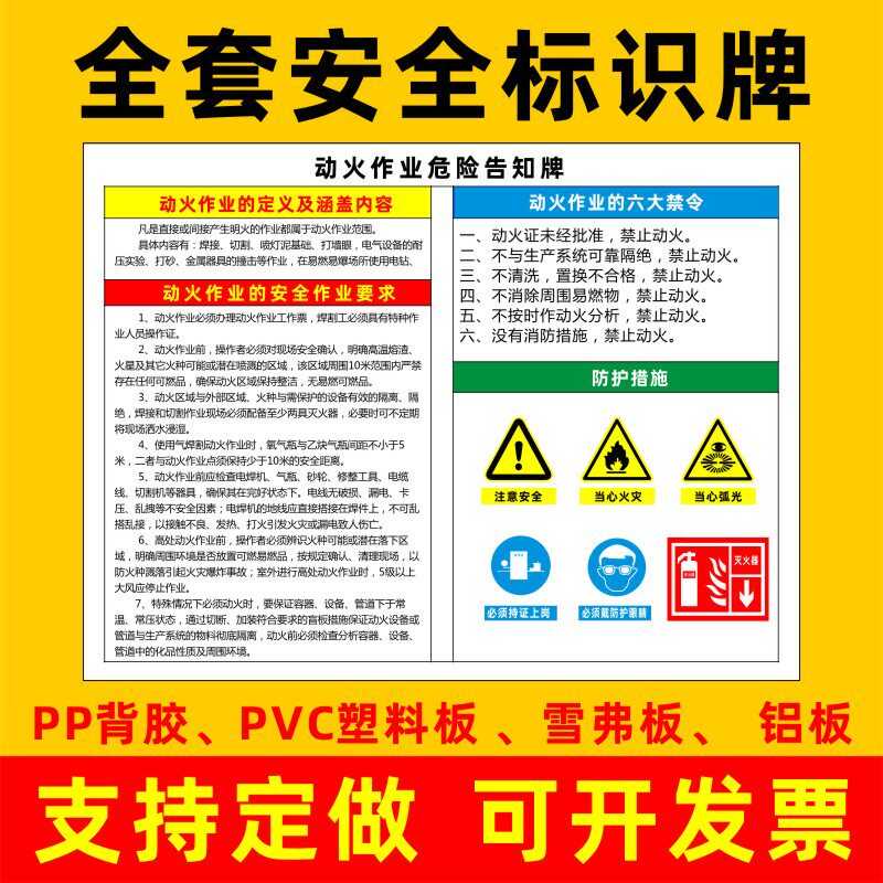 动火作业危险告知牌标识牌警示牌吊装作业危险告知卡危险周知卡安全