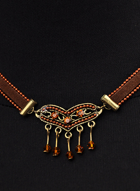 水钻波西米亚风吊坠配饰毛衣链