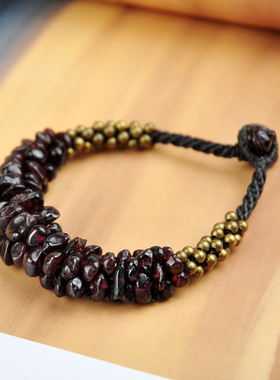 石榴石蜡绳手工编织个性女式手链