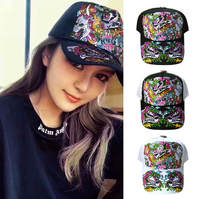 明星同款韩国刺绣水钻鸭舌帽子