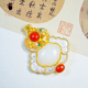 衣锦媚行s925银镀金和田玉葫芦如意胸针吊坠女原创设计新中式 国风