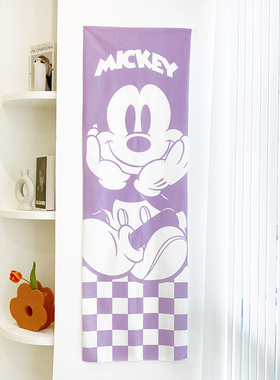 马吉吉 ins清新少女紫色米奇竖版挂布卧室房间装饰挂画背景布定制