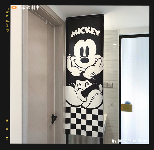 马吉吉黑白米奇挂布卡通镜子遮帘