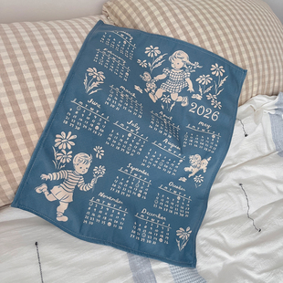 马吉吉原创 ins复古法式可爱装饰日历2026儿童挂历装饰背景布挂布