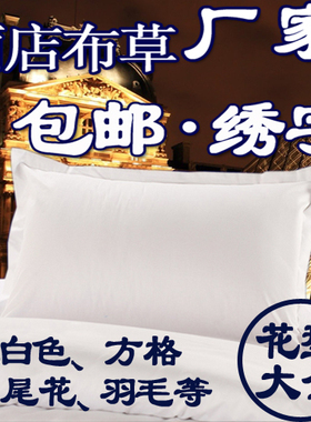 宾馆酒店枕套全棉医院纯白色加密加厚纯棉提花床上用品包邮