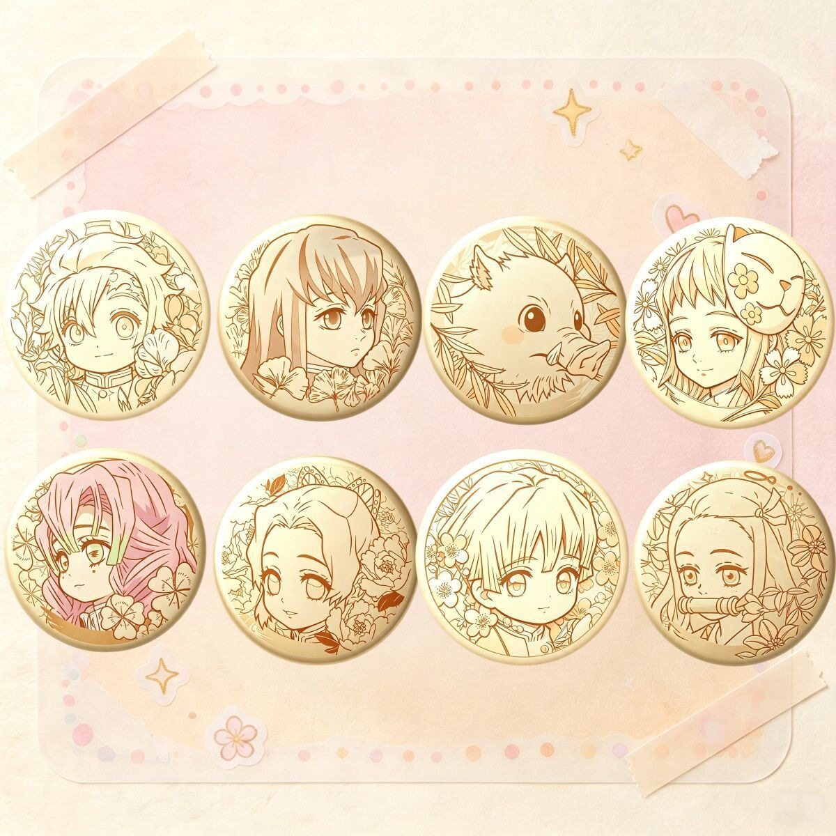 鬼灭之刃动漫周边58mm磨砂饼干吧唧蝴蝶忍富冈义勇甘露寺蜜徽章