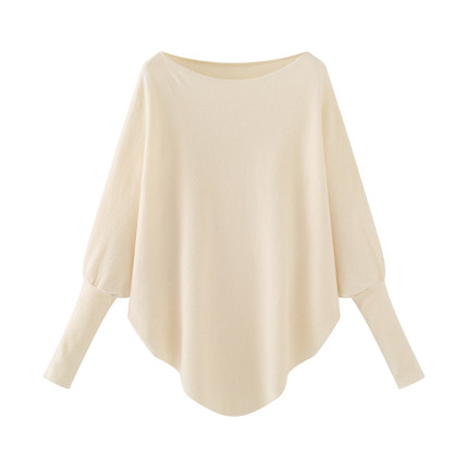 设计感小众韩风慵懒一字肩茧型蝙蝠毛衣不规则长袖宽松针织衫秋冬