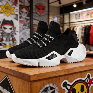 外贸大码男鞋47轻便跑步鞋46飞织袜子鞋男士厚底百搭学生运动潮鞋