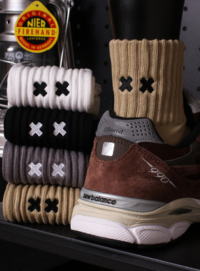 uniquesocks4双装xx刺绣中筒袜子男款简约个性美式潮流无骨袜男士