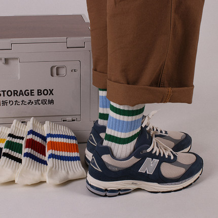uniquesocks美式复古色系条纹长袜子男女日系cityboy撞色高街潮袜