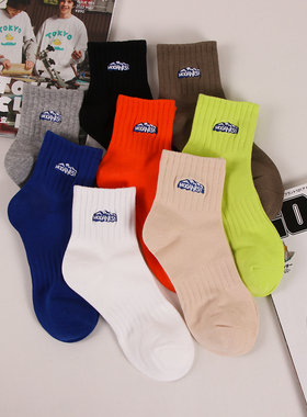 4双春夏季山系潮流短袜子男女日潮cityboy风刺绣雪山低帮吸汗潮袜