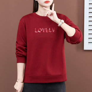 字母印花卫衣女春秋2026新款春装薄款宽松显瘦爆款圆领套头上衣潮