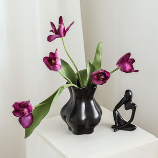 ins仿真花复古郁金香家居餐客厅桌面摆件拍照花束道具装 饰PU假花