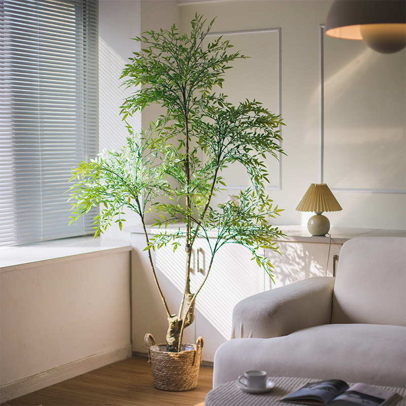 na家花房仿真绿色植物落地盆景客厅家居装饰南天竹假树植物盆栽