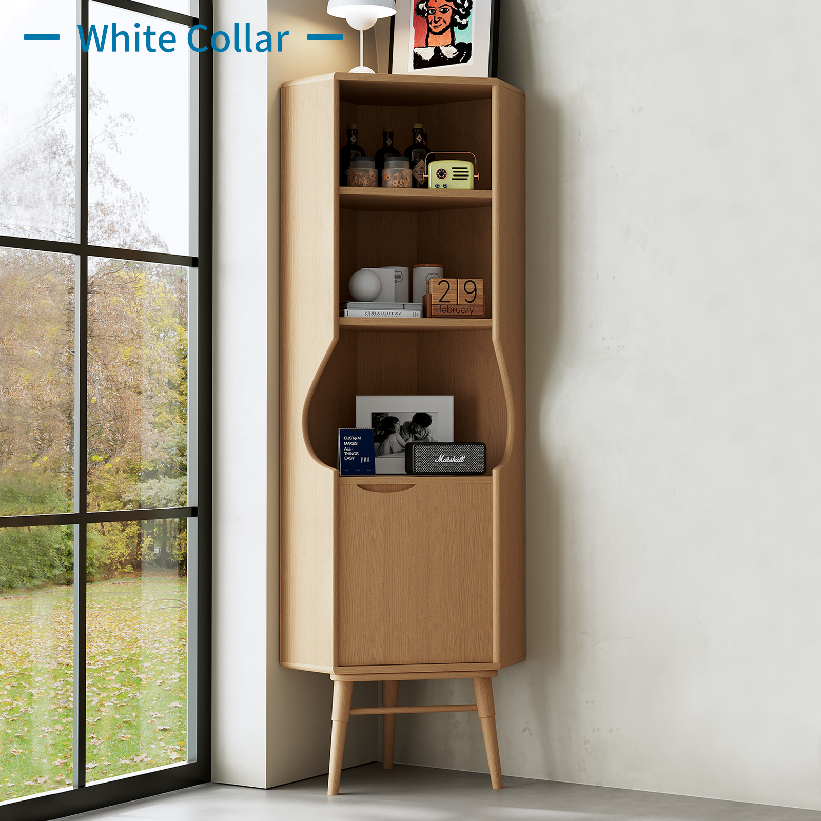 全实木角柜北欧转角柜墙角柜置物架客厅三角形收纳柜角落柜餐边柜