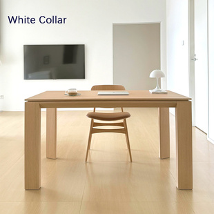 日式原木风餐桌北欧简约实木长方形书桌极简大板桌子白橡木工作台
