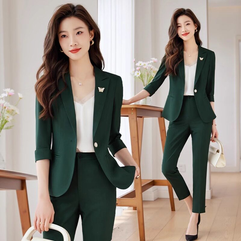 七分袖小西装外套女2026新款夏季气质高级感工作服职业西服套装夏
