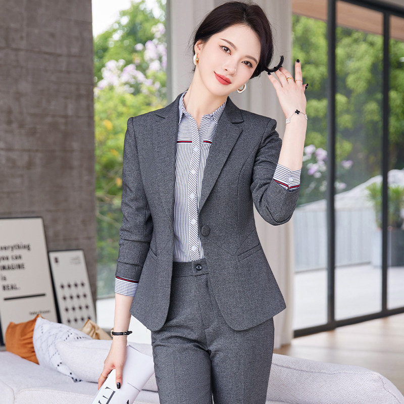 高端灰色西装套装女新款职业装气质酒店工作服高级感正装西服外套