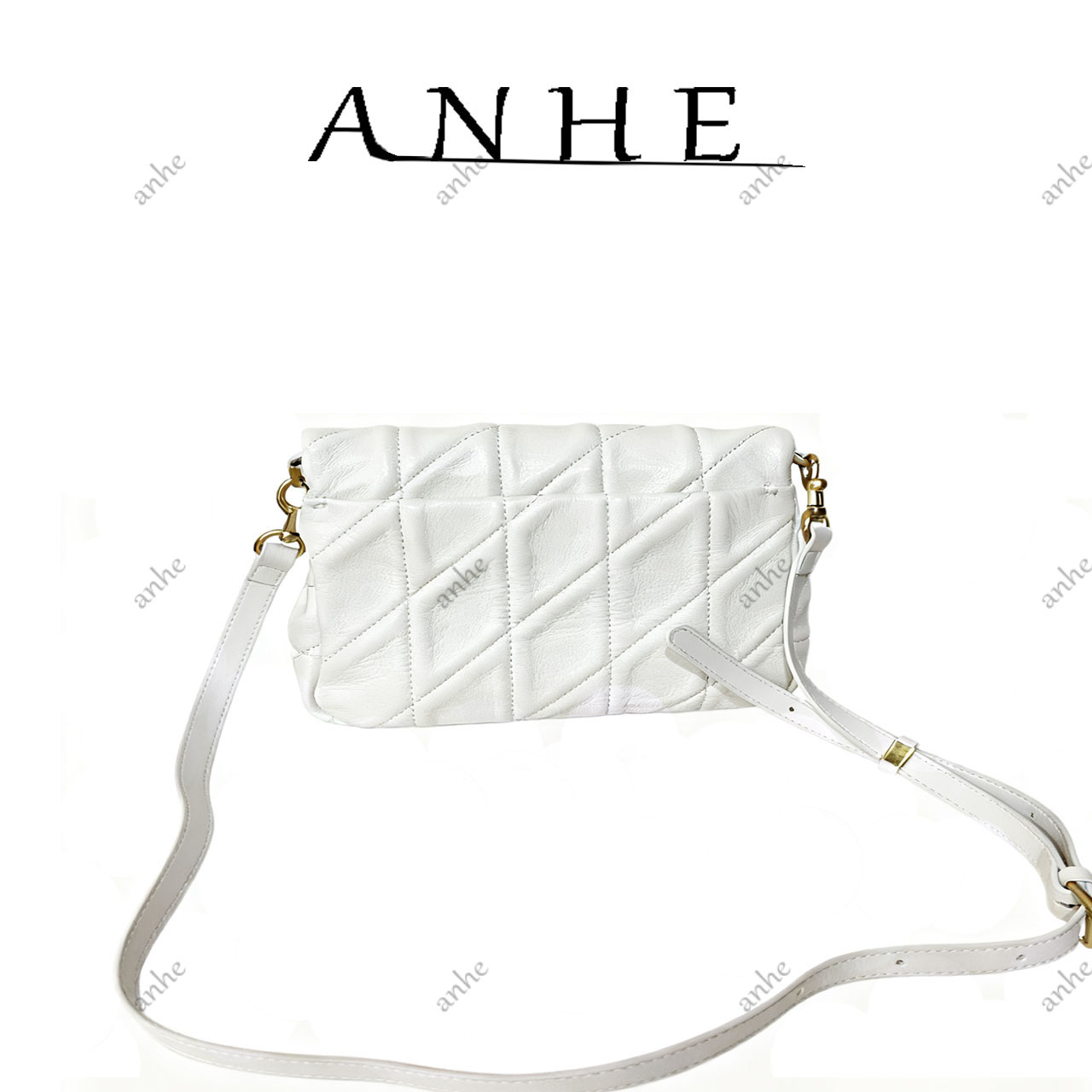 安合甄选-高定真皮包-22cm-2006-方块-寇-白