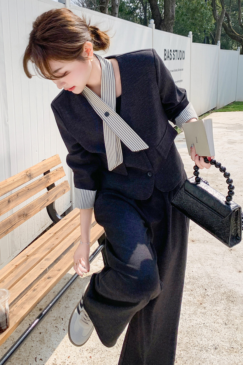 条纹拼接小香风西装女2025春新款高级感轻熟气质小个子,女装短外套,浙宝185