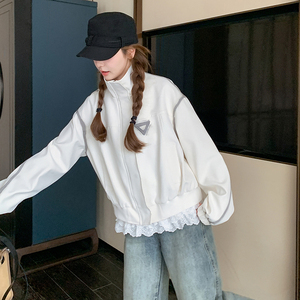 米白色休闲工装短外套女春季2025年新款韩版小个子独特超好看夹克图片