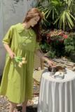 现货夏装短袖牛油果绿连衣裙女185-MY8899-P95-K148，女装连衣裙，浙宝185