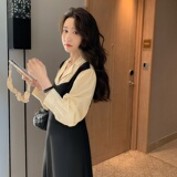 现货2023年春秋新款巨减龄假两件连衣裙185-8508，女装连衣裙，浙宝185