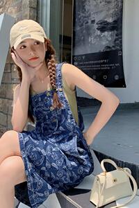 档口现货 牛仔印花时尚减龄牛仔背带裙185-MY8917-P95-K148图片