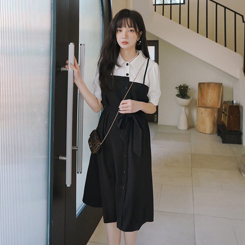 假两件拼接衬衫连衣裙女小众设计新年衣服春装2025年新款爆款裙子,女装连衣裙,浙宝185