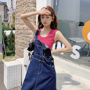 牛仔背带连衣裙女夏季女装2025新款夏装休闲长裙港味复古chic裙子图片