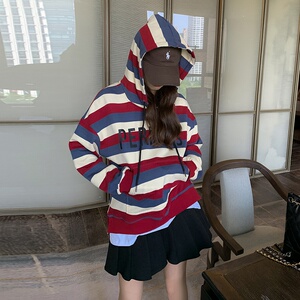 现货 条纹卫衣两件套装女185-9905T恤马甲图片