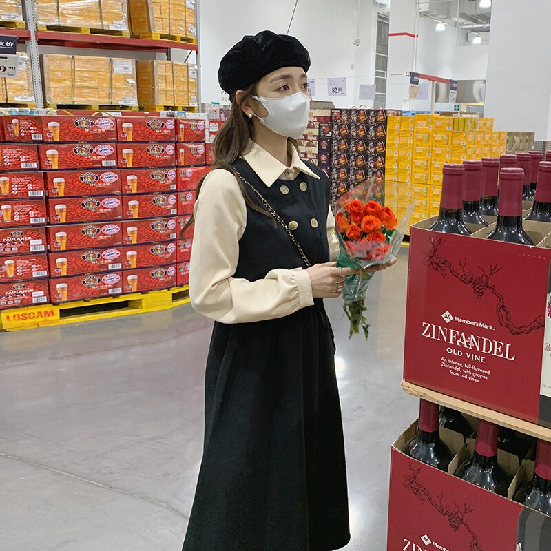 现货数据好设计感撞色假两件连衣裙185-8588-P125-K178,女装连衣裙,浙宝185