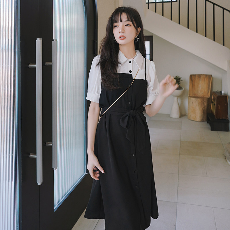 假两件拼接衬衫连衣裙女小众设计新年衣服春装2025年新款爆款裙子,女装连衣裙,浙宝185