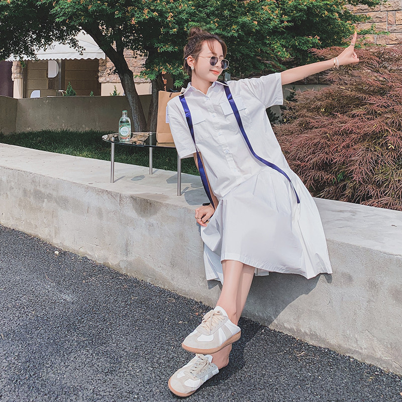 蓝色竖条纹无袖连衣裙女2025夏季新款学院风过膝减龄宽松显瘦长裙,女装连衣裙,浙宝185