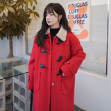 现货新年圣诞红毛呢外套女兔毛内胆185-MY8832-P185-K268，女装棉衣/棉服，浙宝185