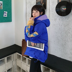 现货毛线拼接羽绒服加厚长袖通勤外套女185-9916-P260-K388