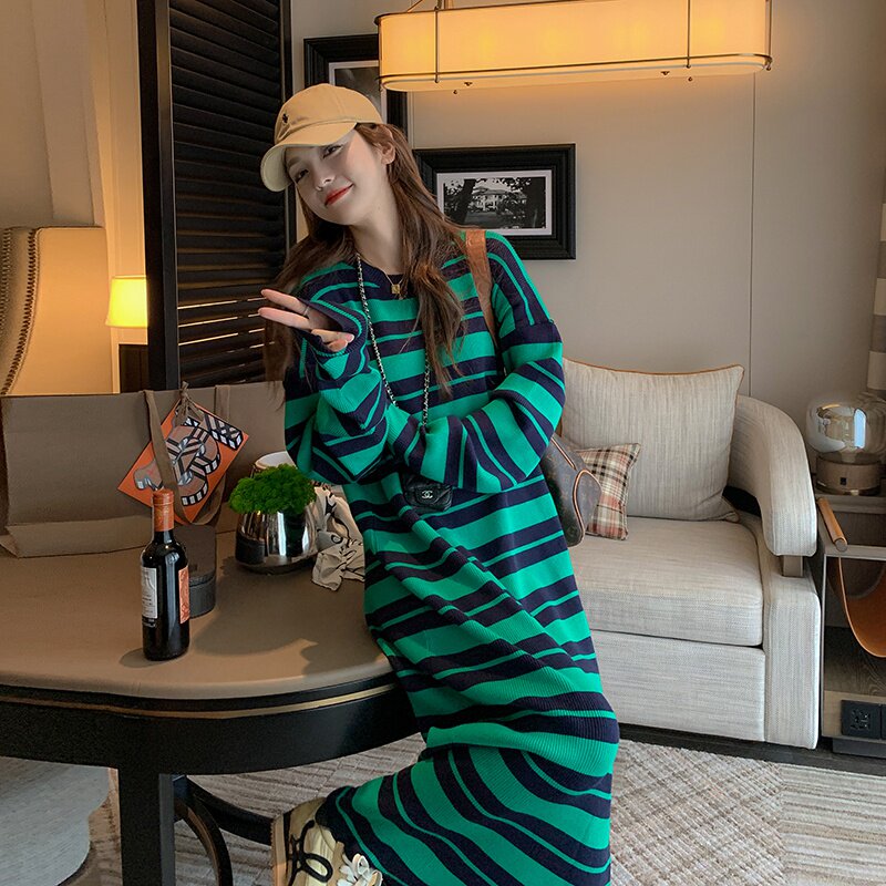 现货经典搭配条纹连衣裙两件套185-9912-P175k258T恤P95K148，女装连衣裙，浙宝185