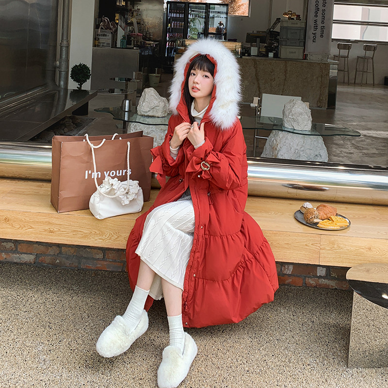 现货韩系冬季红色大毛领小个子羽绒服185-9921-P260-418-50绒,女装羽绒服,浙宝185