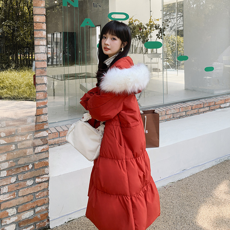 现货韩系冬季红色大毛领小个子羽绒服185-9921-P260-418-50绒,女装羽绒服,浙宝185