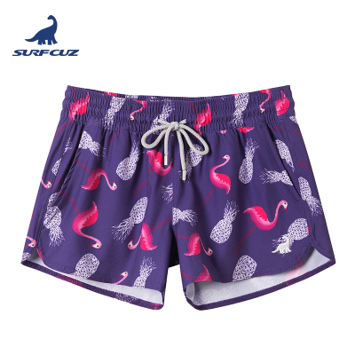 surfcuz菠萝火烈鸟女速干可下水沙滩裤海边度假时尚大码宽松泳裤