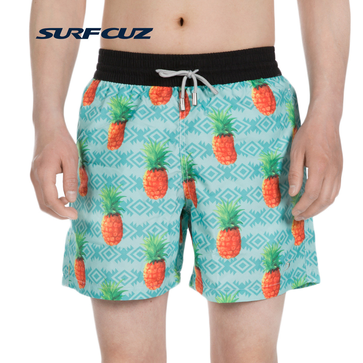 surfcuz 家庭款菠萝花男士速干沙滩裤夏季男短裤海边度假亲子款