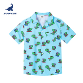surfcuz儿童可下水速干夏威夷海边度假冲浪恐龙衬衫