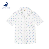 surfcuz儿童可下水速干夏威夷海边度假鹅黄仙人掌衬衫