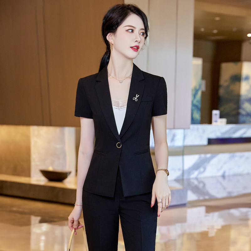 短袖西装套装女夏季薄款酒店经理工作服前台职业气质高端西服正装