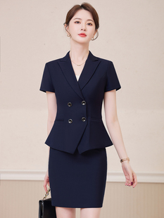 高端职业装西装套装裙女夏季薄款工装短袖正装酒店经理前台工作服