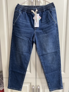 腰绳松紧基础锥形裤 宽松舒适弹力牛仔休闲裤 春秋季 美特斯男牛仔裤