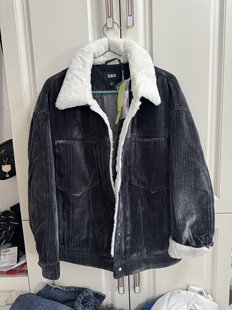 森马情侣棉外套雪尼尔拼接毛领2024冬季 宽松撞色棉服夹棉棉衣 新款