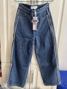 子无弹侧条加厚休闲裤 国货美特斯男牛仔裤 复古水洗加绒保暖直筒裤