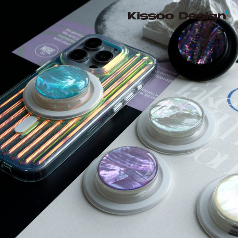 原创天然贝母泡泡magsafe强磁可拆卸替换磁吸圆啪嗒手机气囊支架